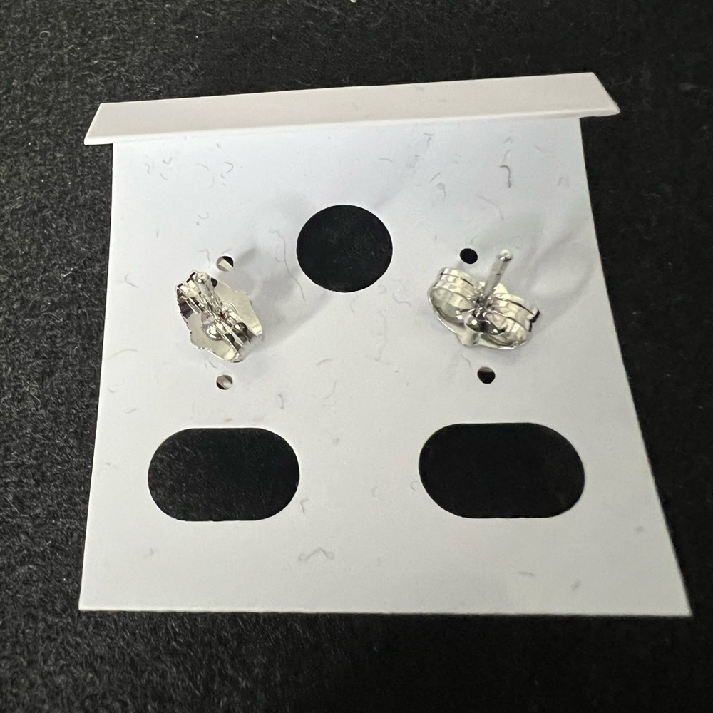 Micro Paved Silver Letter H Stud Earrings New - Picture 3 of 7